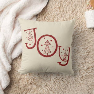 Minimal Fun Whimsical Joy Graphic Christmas Gift Cushion