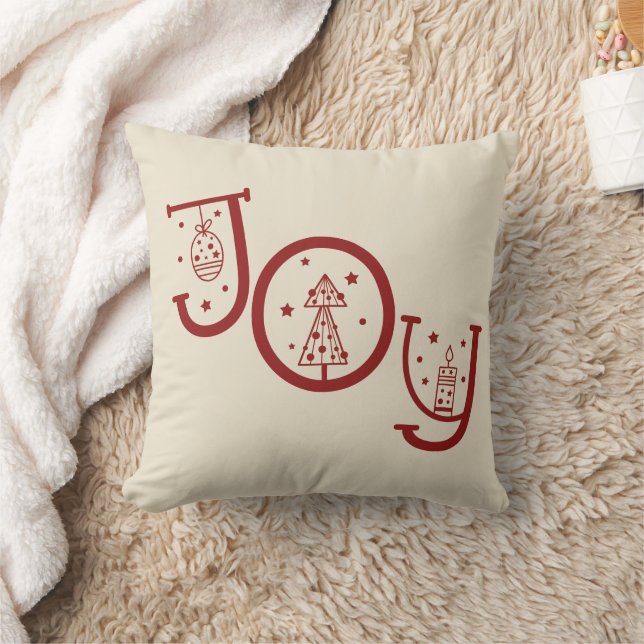 Minimal Fun Whimsical Joy Graphic Christmas Gift Cushion (Blanket)