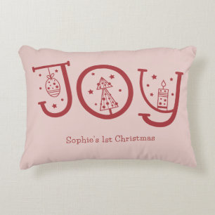 Minimal Fun Whimsical Joy Graphic Christmas Gift Decorative Cushion