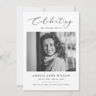 Minimal Funeral Memorial Photo Celebration of Life Invitation