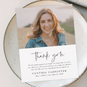 Minimal Funeral Memorial Photo Thank You Card