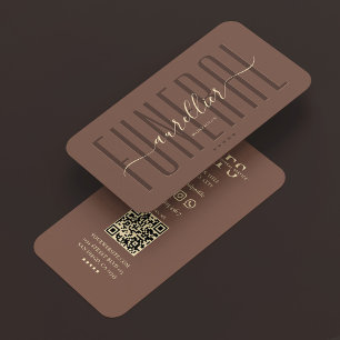 Minimal Funeral Mortician Cemetery Brown Business Card