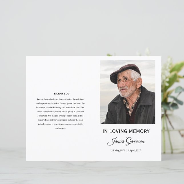 Minimal Funeral Program template (Standing Front)