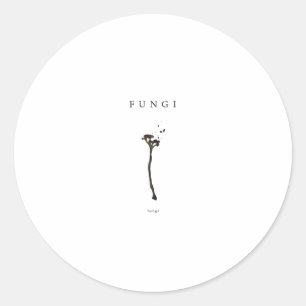 minimal fungi aesthetic line art nature concept de classic round sticker
