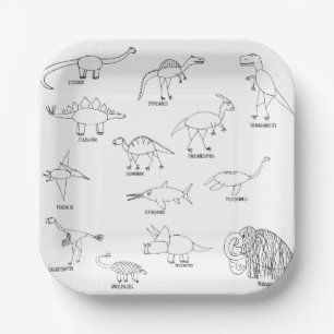 Minimal Funny Educational Dinosaur Kids Party  Paper Plate