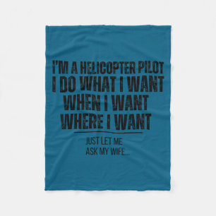 Minimal Funny helicopter pilot husband ask my wife Fleece Blanket