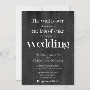 Minimal Funny Typography Black Textured Wedding Invitation