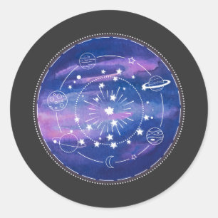 Minimal Galaxy Moon Design Cosmic Aesthetic Art Classic Round Sticker