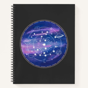 Minimal Galaxy Moon Design Cosmic Aesthetic Art Notebook