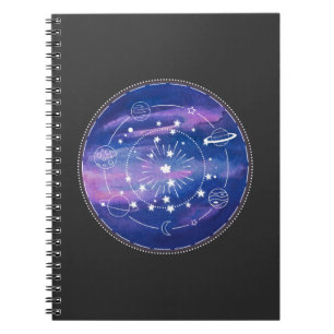 Minimal Galaxy Moon Design Cosmic Aesthetic Art Notebook