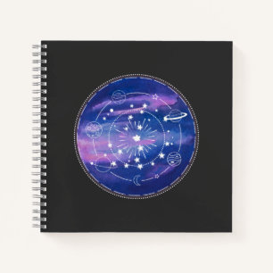 Minimal Galaxy Moon Design Cosmic Aesthetic Art Notebook