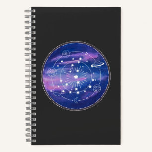 Minimal Galaxy Moon Design Cosmic Aesthetic Art Notebook