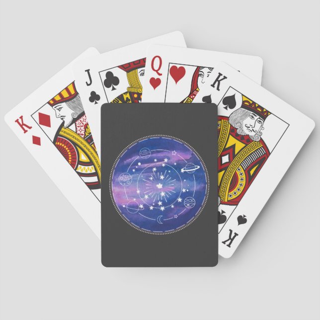 Minimal Galaxy Moon Design | Cosmic Aesthetic Art Playing Cards (Back)
