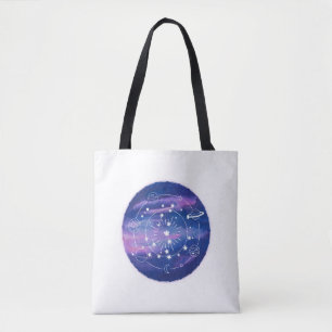 Minimal Galaxy Moon Design Cosmic Aesthetic Art Tote Bag