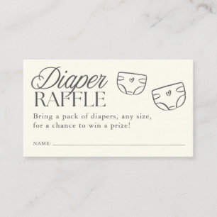 Minimal Gender Neutral Baby Shower Diaper Raffle Enclosure Card