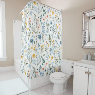 Minimal Gentle Colorful Garden Wildflowers Nursery Shower Curtain