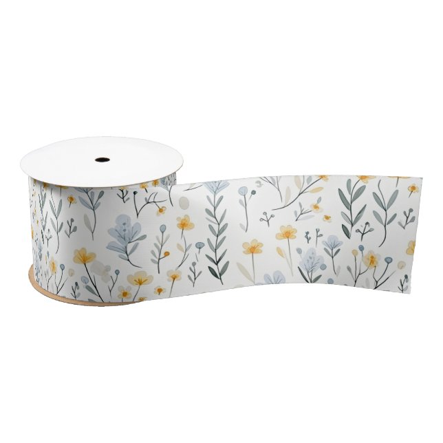 Minimal Gentle Colourful Garden Wildflowers Nurser Satin Ribbon (Spool)