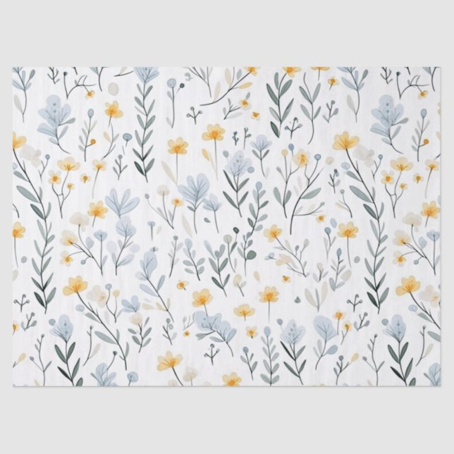 Minimal Gentle Colourful Garden Wildflowers Nurser Tissue Paper (Front)