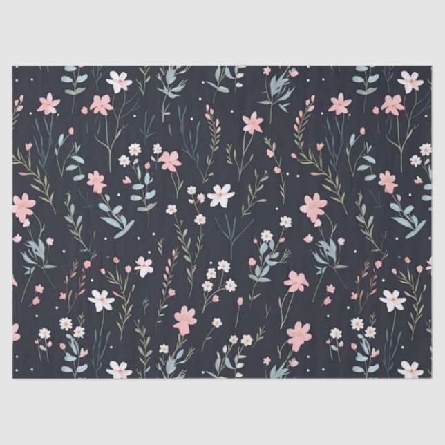 Minimal Gentle Colourful Garden Wildflowers Nurser Tissue Paper (Front)