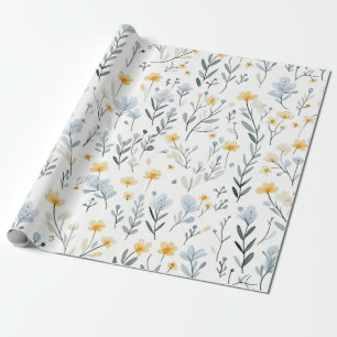 Minimal Gentle Colourful Garden Wildflowers Nurser Wrapping Paper