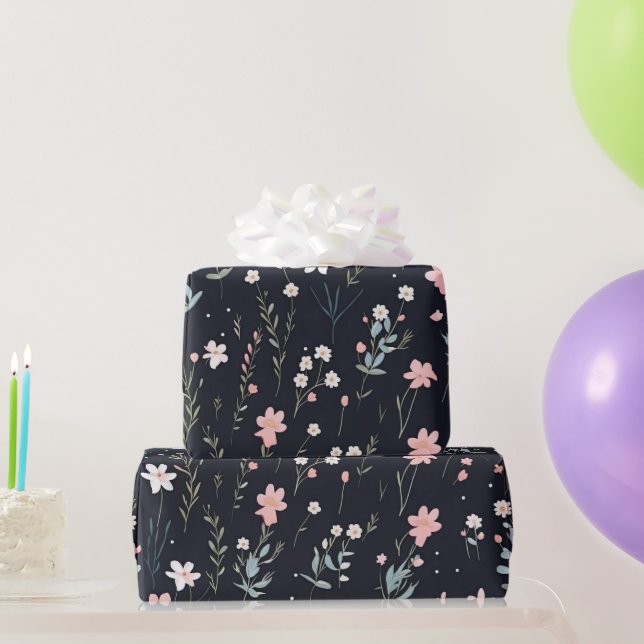 Minimal Gentle Colourful Garden Wildflowers Nurser Wrapping Paper (Party Gifts)