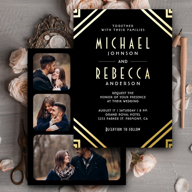 Minimal Geometric Art Deco Wedding Black Gold (Creator Uploaded)