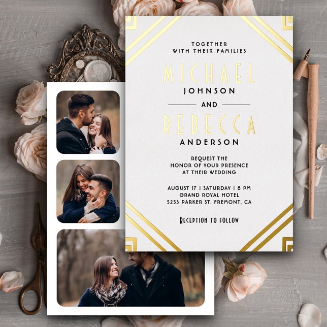 Minimal Geometric Art Deco Wedding White Gold (Creator Uploaded)