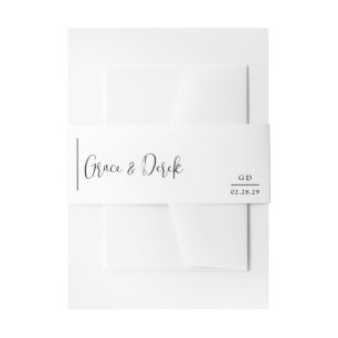 Minimal Geometric Black and White Modern Wedding Invitation Belly Band