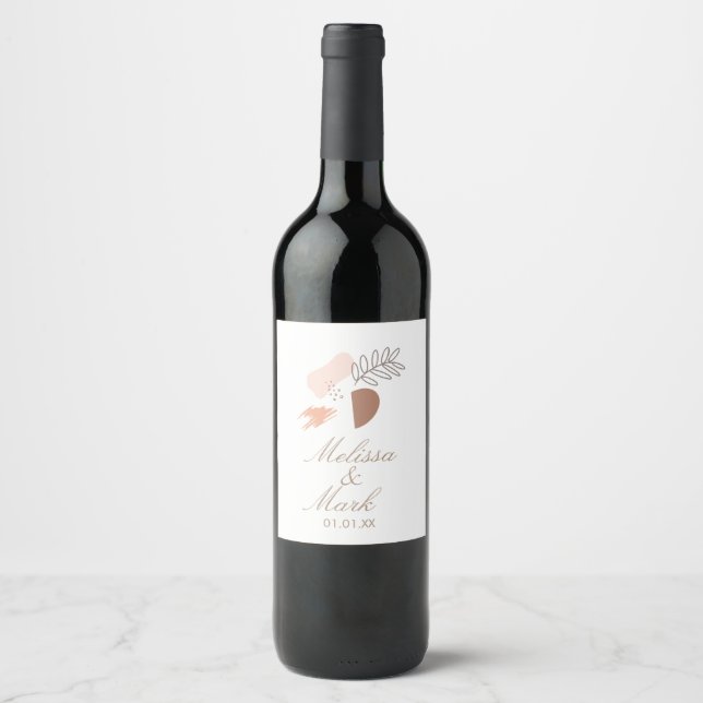 Minimal Geometric Earth Shape Botanical Monogram Wine Label (Front)