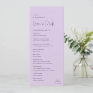 Minimal Geometric Lavender Modern Wedding Programme