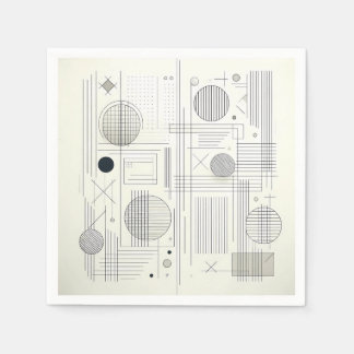 Minimal Geometric Line Art Napkin