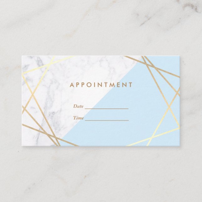 Minimal Geometric Marble Pastel Blue Appointment Business Card (Front)