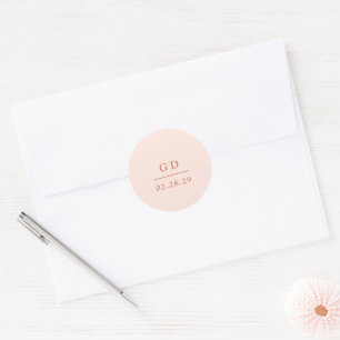 Minimal Geometric Peach Modern Wedding Classic Round Sticker