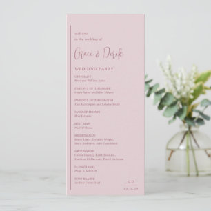 Minimal Geometric Pink Modern Wedding Programme