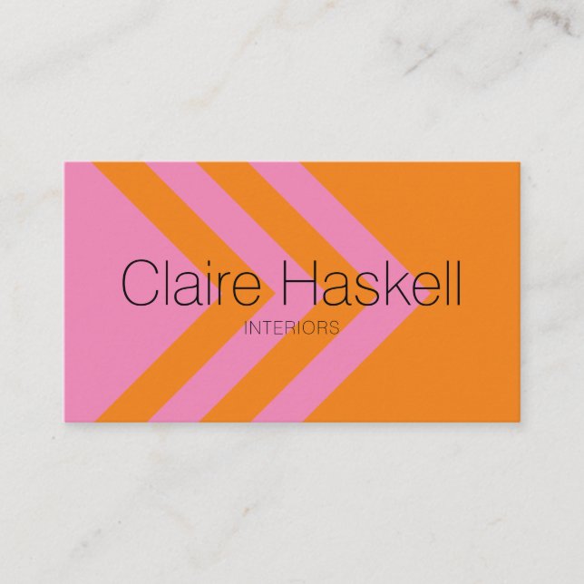 Minimal Geometric Social Media Icons Orange Pink Business Card (Front)