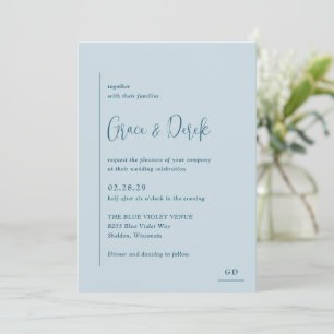 Minimal Geometric Teal Modern Wedding Invitation