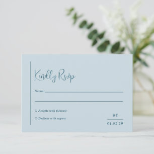 Minimal Geometric Teal Modern Wedding RSVP Card