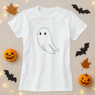 Minimal Ghost Outline Halloween T-Shirt