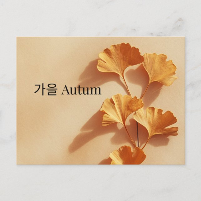 Minimal Ginkgo Autumn Postcard Korean English (Front)