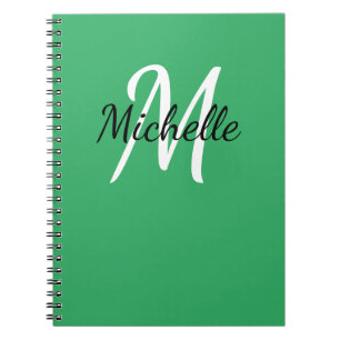 Minimal Girly Green Monogram Name & Initial Notebook