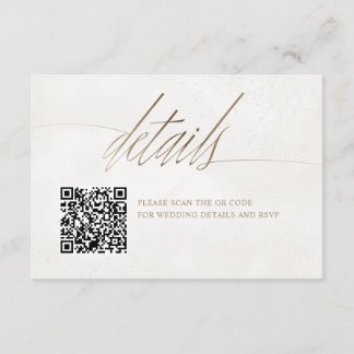 Minimal Gold & Beige QR Code Wedding Enclosure Card