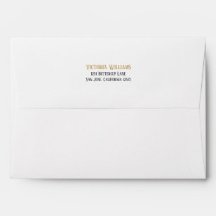 Minimal Gold Black Name Address Wedding Envelope