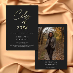 Minimal Gold Black & White Graduation Announcement