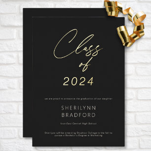 Minimal Gold Black & White Graduation Announcement