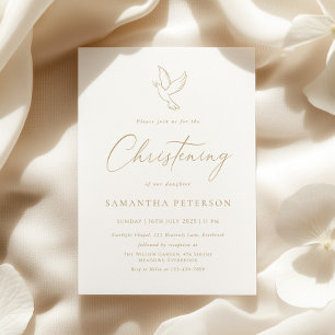 Minimal Gold Calligraphy Christening Invitation