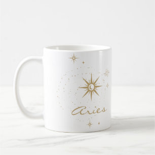 Minimal Gold Celestial Aries Zodiac Sign Coffee Mug