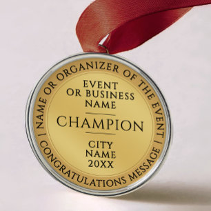 Minimal Gold Champion Medal Recognition Keepsake Metal Tree Decoration