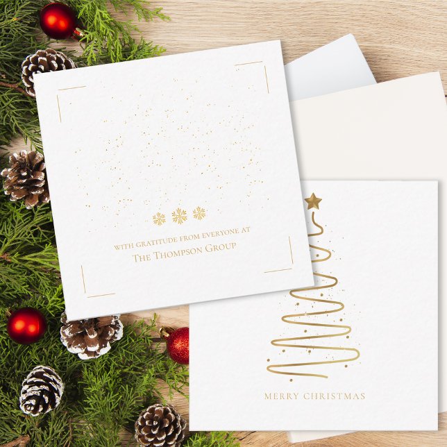 Minimal Gold Christmas Tree Corporate Holiday Card (Minimal Gold Christmas Tree Corporate Holiday Note Card)
