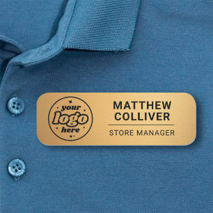 Minimal Gold Custom Logo Employee Name Tag
