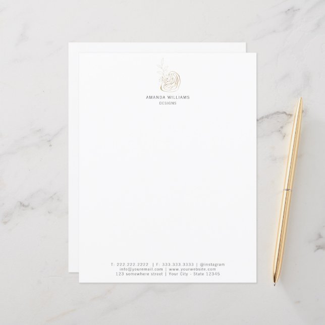 Minimal Gold Designer Abstract Letterhead Design (Front/Back In Situ)